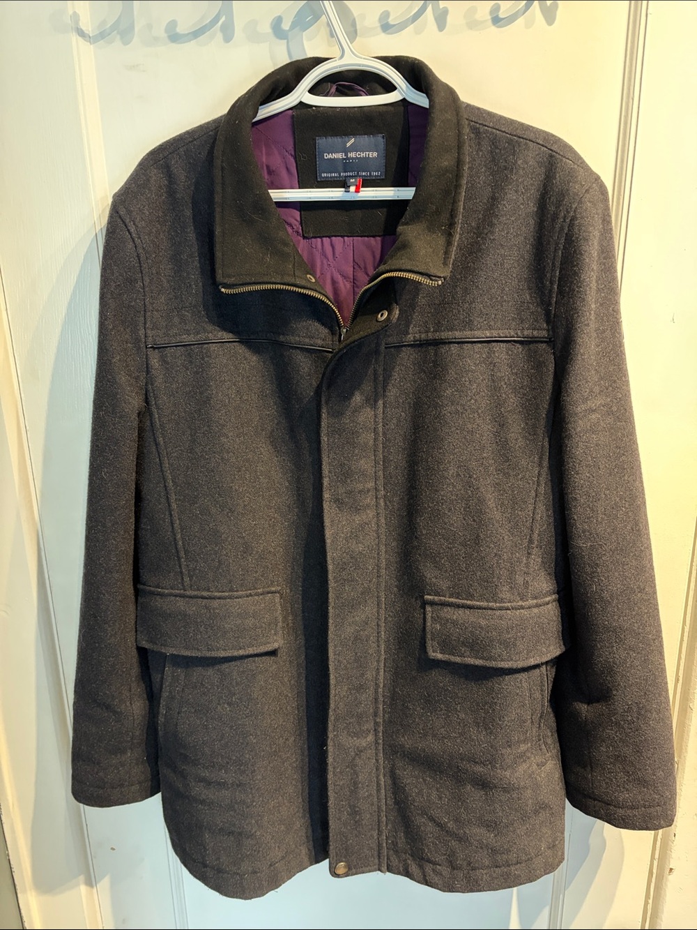 Daniel Hechter Paris Men's Black Wool Blend Pea Coat Size M